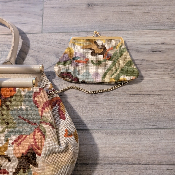 Vintage Rodo Cream Leather and Multicolor Tapestry Women's Bag - Picture 3 of 4